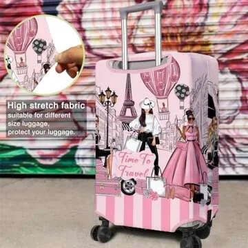 PtRug Travel Luggage Cover Suitcase Protector Fits 18-32 Inch Luggage Wheel Covers Patterned Travel Related Items Flower Luggage Protector Elastic Luggage Anti-scratch Suitcase Cover M