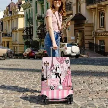 PtRug Travel Luggage Cover Suitcase Protector Fits 18-32 Inch Luggage Wheel Covers Patterned Travel Related Items Flower Luggage Protector Elastic Luggage Anti-scratch Suitcase Cover M