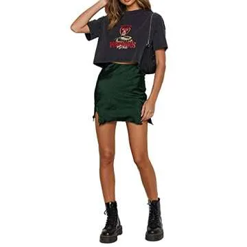 LYANER Women's High Waist Satin Lace Trim Mini Skirt