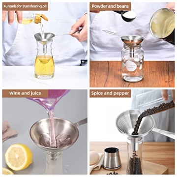 Food Grade Stainless Steel Funnel Set for Kitchen Use