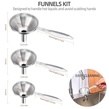 Food Grade Stainless Steel Funnel Set for Kitchen Use