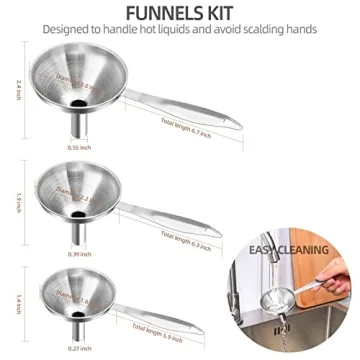 Food Grade Stainless Steel Funnel Set for Kitchen Use