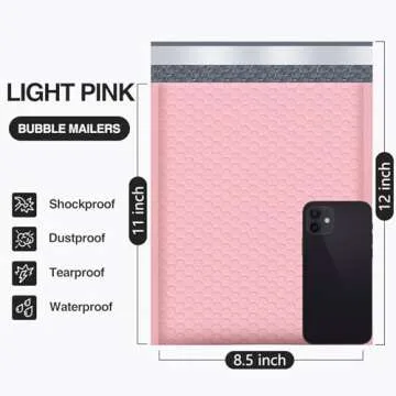 UCGOU Bubble Mailers 8.5x12 Inch Light Pink 25 Pack Poly Padded Envelopes #2 Medium Mailing Opaque P...