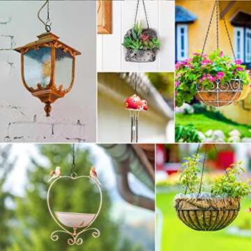 RIFNY Hanging Chains with Hooks, 10 Pieces 24 Inch Black Chain for Hanging Bird Feeders Planters Bas...
