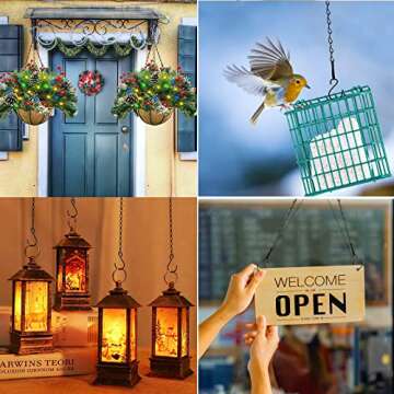 RIFNY Hanging Chains with Hooks, 10 Pieces 24 Inch Black Chain for Hanging Bird Feeders Planters Baskets Billboards Lanterns Wind Chimes Ornaments Outdoor/Indoor Use (24 inch 10pcs)