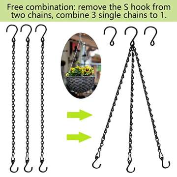 RIFNY Hanging Chains with Hooks, 10 Pieces 24 Inch Black Chain for Hanging Bird Feeders Planters Baskets Billboards Lanterns Wind Chimes Ornaments Outdoor/Indoor Use (24 inch 10pcs)