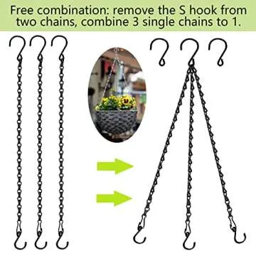 RIFNY Hanging Chains with Hooks, 10 Pieces 24 Inch Black Chain for Hanging Bird Feeders Planters Baskets Billboards Lanterns Wind Chimes Ornaments Outdoor/Indoor Use (24 inch 10pcs)