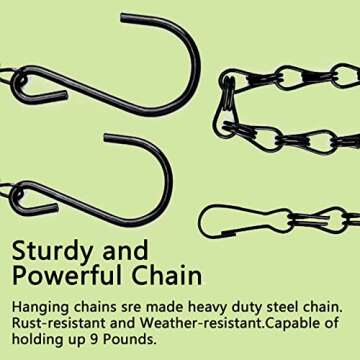 RIFNY Hanging Chains with Hooks, 10 Pieces 24 Inch Black Chain for Hanging Bird Feeders Planters Baskets Billboards Lanterns Wind Chimes Ornaments Outdoor/Indoor Use (24 inch 10pcs)