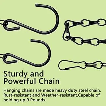 RIFNY Hanging Chains with Hooks, 10 Pieces 24 Inch Black Chain for Hanging Bird Feeders Planters Baskets Billboards Lanterns Wind Chimes Ornaments Outdoor/Indoor Use (24 inch 10pcs)