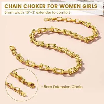 KeyStyle Women’s Paperclip Chain Necklace Bracelet Set