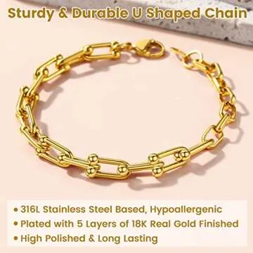 KeyStyle Women’s Paperclip Chain Necklace Bracelet Set