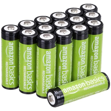 Amazon Basics 16-Pack Rechargeable AA NiMH Batteries, 2000 mAh, Eco-Friendly Power
