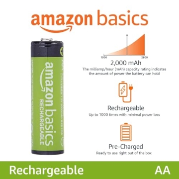 Amazon Basics 16-Count Rechargeable AA NiMH Batteries