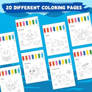 Water Coloring Books for Toddlers - Easter Basket Stuffers Watercolor Paint Book Drawing Art Paper for Kids Mess Free Craft Supplies kit Toy for Age 3 4 5 6 Valentines Birthday Gift(Sea)