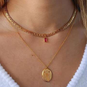 LNIEER 18K Gold Filled Vintage Choker Necklace Women Choker Necklace Waterproof Gold Gift for Women ...