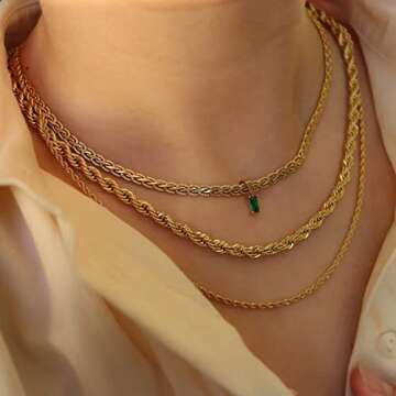 LNIEER 18K Gold Filled Vintage Choker Necklace Women Choker Necklace Waterproof Gold Gift for Women Necklace Jewelry Anti Tarnish Gemstone Zircon Necklace (Hot Pink)