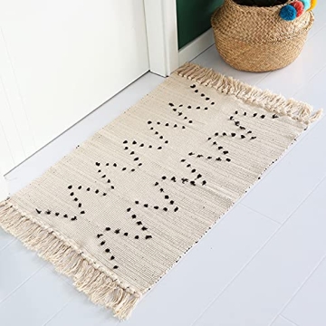 idee-home Boho Rug, Boho Kitchen Rug Runner Washable, Boho Bathroom Rug Woven Small Cotton Bohemian ...