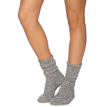 Barefoot Dreams CozyChic Heathered Women's Socks in Graphite/White