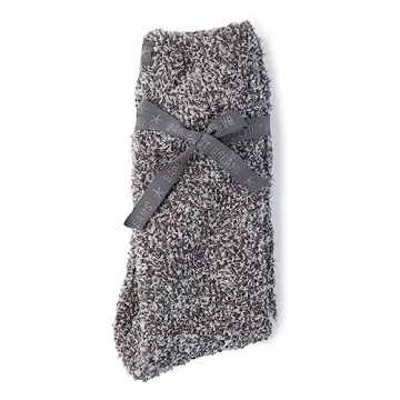 Barefoot Dreams CozyChic Heathered Women's Socks in Graphite/White