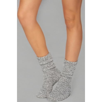 Barefoot Dreams CozyChic Heathered Women's Socks in Graphite/White