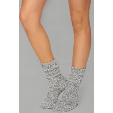Barefoot Dreams CozyChic Heathered Women's Socks in Graphite/White