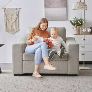 ELUCHANG 47" W Oversized Accent Chair, Linen Fabric Modern Chair with Deep Seat, Washable Covers, Comfy Upholstered Large Chair Armchair Sofa Chair Reading Chair for Living Room Bedroom Office,Oatmeal