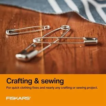 Fiskars Assorted Safety Pins - Assorted 3-Size Safety Pin Set - Sewing Accessories and Supplies - 75-Piece