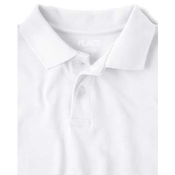 The Children's Place Boys Short Sleeve Pique Polo,White Single,M (7/8)