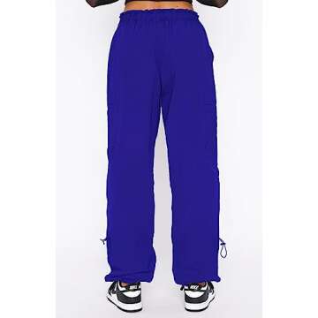 DISCIPBUSH Cargo Pants Women Baggy - Parachute Pants for Women, Rave Y2K Festival Outfits Cobalt Blue XS