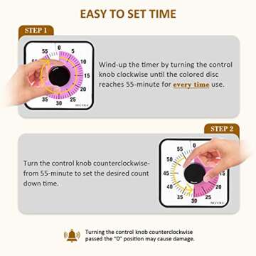 Secura 60-Minute Visual Countdown Timer for Kids & Adults