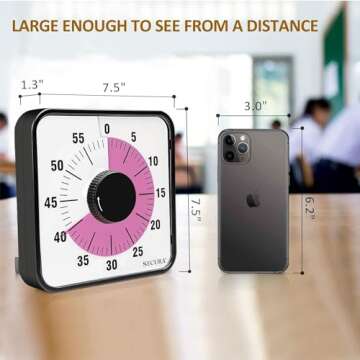 Secura 60-Minute Visual Countdown Timer for Kids & Adults