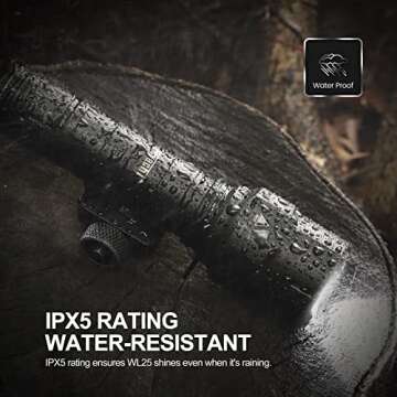 Feyachi 1200 Lumen Tactical Flashlight Matte Black LED Weapon Light with Pressure Switch, 3 Modes - High/Low/Strobe, Fixed Picatinny Flashlight Mount (Black)