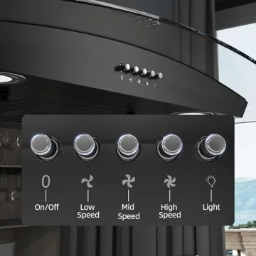 FIREGAS 30 inch Black Island Mount Range Hood 700 CFM