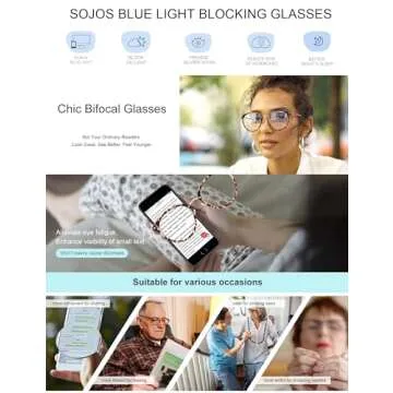 SOJOS Retro Round TR90 Blue Light Reading Glasses Womens Mens Readers Computer Glasses Eyewear Frame SJ9001, Clear Red Frame 0.00 x