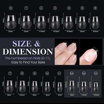 Gelike EC Extra Short Soft Gel Nail Tips Kit for Soak Off Nail Extensions,Full Cover,Coffin Shaped,P...
