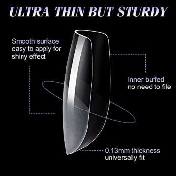 Gelike EC Extra Short Soft Gel Nail Tips Kit for Soak Off Nail Extensions,Full Cover,Coffin Shaped,Pre-buff PMMA Resin,Clear Ultra-Thin Design,15 Sizes,240 Pieces