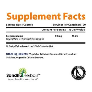 Zinc 50mg Vegetarian Capsules for Immune Support