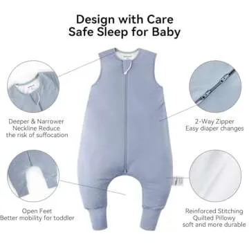 BubblePanda Rayon Made from Bamboo Toddler Sleep Sack with Feet 6-12 Months 1.0 Tog Ultra Soft Toddler Sleeping Sack Baby Sleep Bag Walker Quilted Wearable Blanket with Legs 2-Way Zipper Lightweight