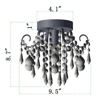 Q&S Small Crystal Ceiling Light Fixture Flush Mount,Black Ceiling Lights Modern Chandelier,Bedroom H...