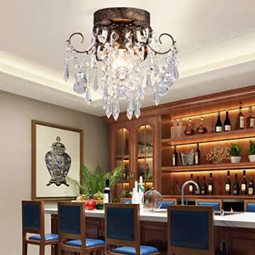 Stylish Q&S Small Crystal Ceiling Light Fixture Flush Mount