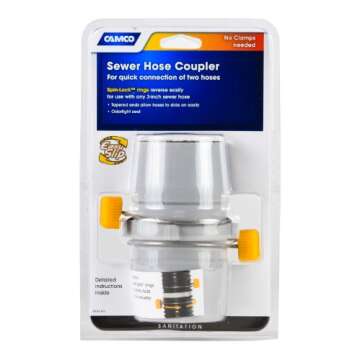 Camco Easy Slip Internal Hose Coupler with Slip-Lock Rings - Securely Connects Two Sewer Hoses Toget...