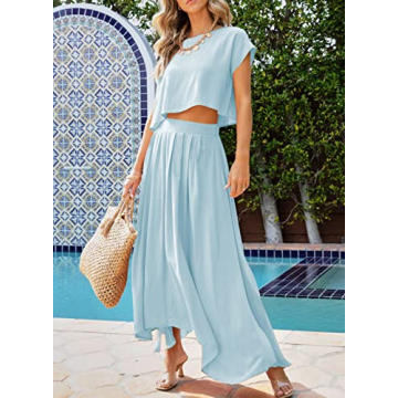 Dokotoo Women's Stylish Maxi Summer Outfit Set in Sky Blue