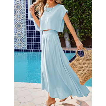 Dokotoo Women's Stylish Maxi Summer Outfit Set in Sky Blue