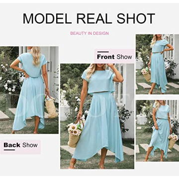 Dokotoo Women's Stylish Maxi Summer Outfit Set in Sky Blue