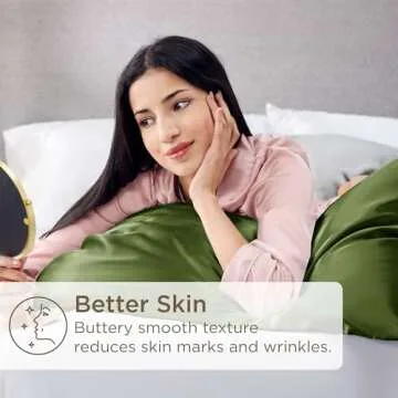 Bedsure Satin Pillowcase for Hair and Skin Queen - Olive Green Silky Pillowcase 2 Pack with Envelope Closure, Similar to Silk Pillow Cases, Gifts for Women Men, 20x30 Inches