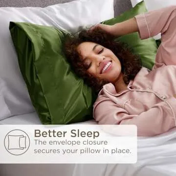 Bedsure Satin Pillowcase for Hair and Skin Queen - Olive Green Silky Pillowcase 2 Pack with Envelope Closure, Similar to Silk Pillow Cases, Gifts for Women Men, 20x30 Inches