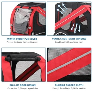 PEXMOR Dog Bike Trailer - Easy Assembly, Red Design
