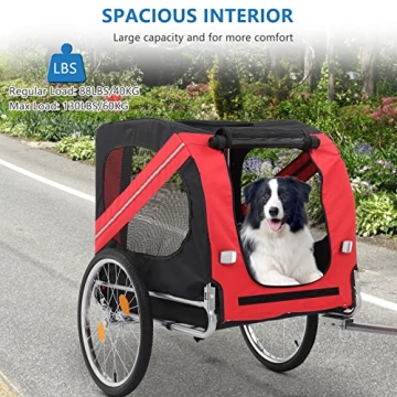 PEXMOR Dog Bike Trailer - Easy Assembly, Red Design