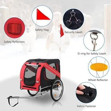 PEXMOR Dog Bike Trailer - Easy Assembly, Red Design