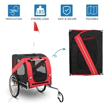 PEXMOR Dog Bike Trailer - Easy Assembly, Red Design